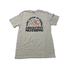 Disney Winnie the Pooh T-Shirt M Gray “Very Good at Doing Absolutely Nothing”